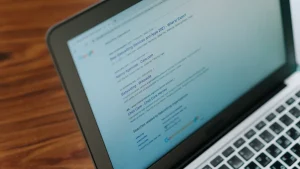 Laptop showing a search results page