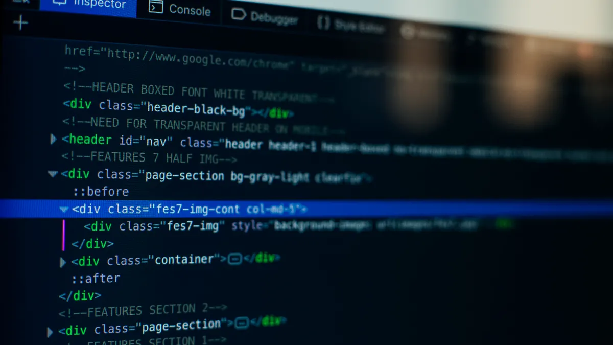 How to Choose the Best URL Structure for Bing on a New Site developer inspector with HTML code on screen