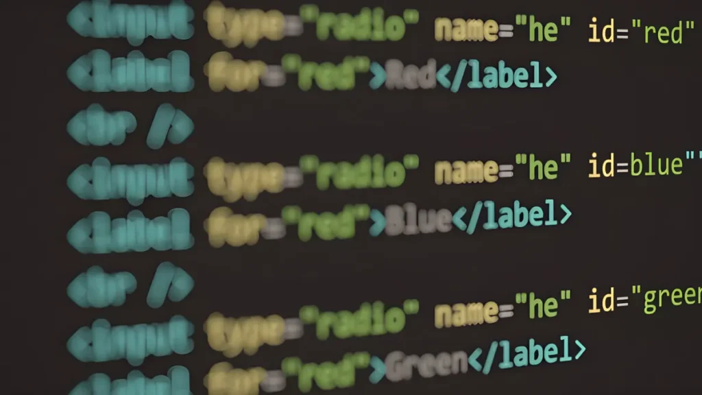 Close-up of HTML code on a screen